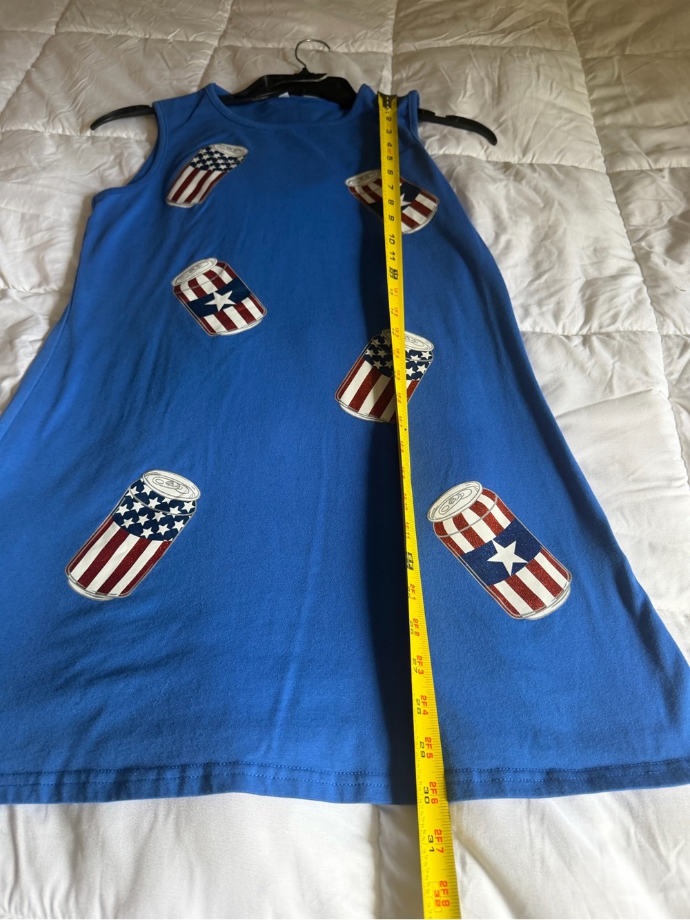 Blue Sleeveless  patriotic Mini Dress with Flag Can Print - Picture 2 of 5